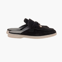 Mediterraneo | Mocasín Abierto de Gamuza — Negro