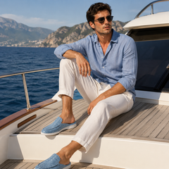 Yacht Croco | Mocasín Abierto — Azul · Edición Limitada