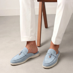 Mediterraneo | Mocasín Abierto de Gamuza — Azul Cielo