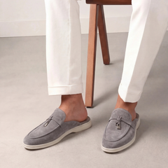 Mediterraneo | Mocasín Abierto de Gamuza — Gris Claro