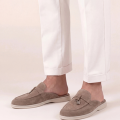Mediterraneo | Mocasín Abierto de Gamuza — Beige
