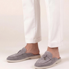 Mediterraneo | Mocasín Abierto de Gamuza — Gris Claro