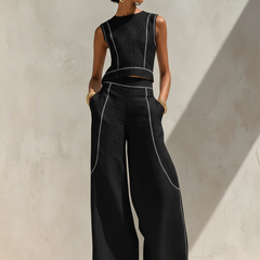Nicoletta | Conjunto de Lino con Costuras en Contraste