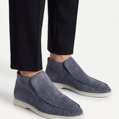 Monaco | Mocasín Abierto de Gamuza — Azul