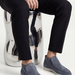 Monaco | Mocasín Abierto de Gamuza — Azul