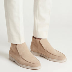 Monaco | Mocasín Abierto de Gamuza — Beige