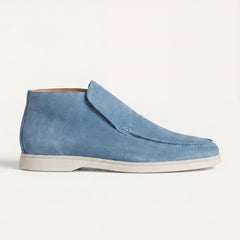 Monaco | Mocasín Abierto de Gamuza — Azul Cielo