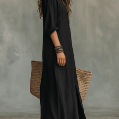Solene | Vestido Largo Amplio con Botones