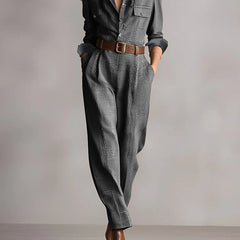 Anna | Conjunto de Camisa y Pantalón de Cuadros Monocromático