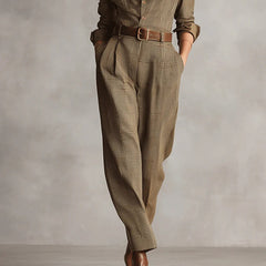 Anna | Conjunto de Camisa y Pantalón de Cuadros Monocromático