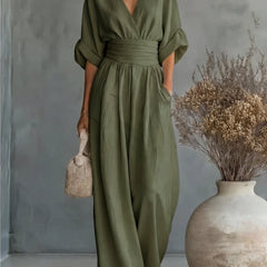 Elisa | Jumpsuit Fluido Elegante con Escote en V