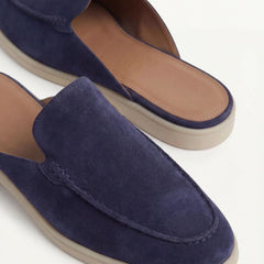 Yacht | Mocasín Abierto de Gamuza — Azul Marino