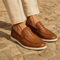 Sorrento | Mocasín Trenzado de Piel — Cuero