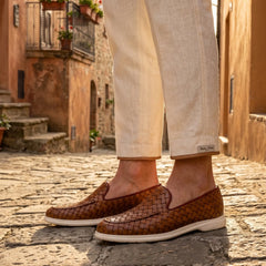 Sorrento | Mocasín Trenzado de Piel — Cuero
