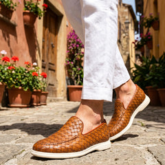 Sorrento | Mocasín Trenzado de Piel — Cuero