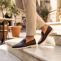 Sorrento | Mocasín Trenzado de Piel — Café