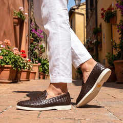 Sorrento | Mocasín Trenzado de Piel — Café