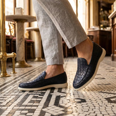Sorrento | Mocasín Trenzado de Piel — Azul