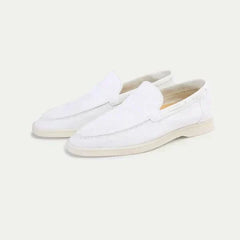 Classico | Mocasín de Gamuza — Blanco Perla