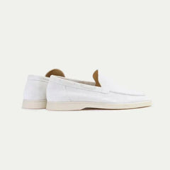 Classico | Mocasín de Gamuza — Blanco Perla