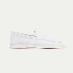 Classico | Mocasín de Gamuza — Blanco Perla