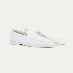 Classico | Mocasín de Gamuza — Blanco Perla