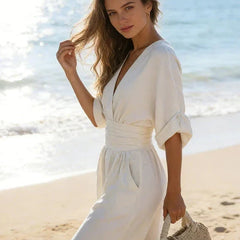 Elisa | Jumpsuit Fluido Elegante con Escote en V
