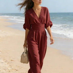 Elisa | Jumpsuit Fluido Elegante con Escote en V