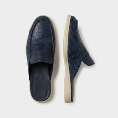 Yacht Croco | Mocasín Abierto — Azul Marino · Edición Limitada