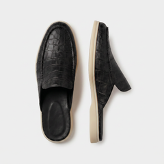 Yacht Croco | Mocasín Abierto — Negro · Edición Limitada